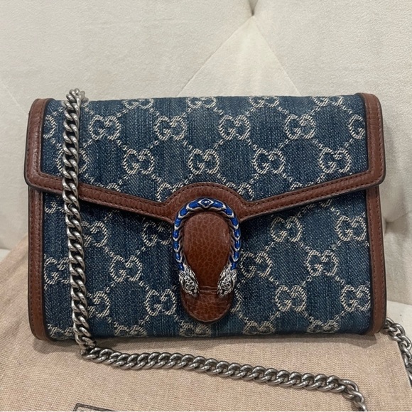 Gucci Handbags - Gucci GG Blue Denim Dionysus crossbody Bag